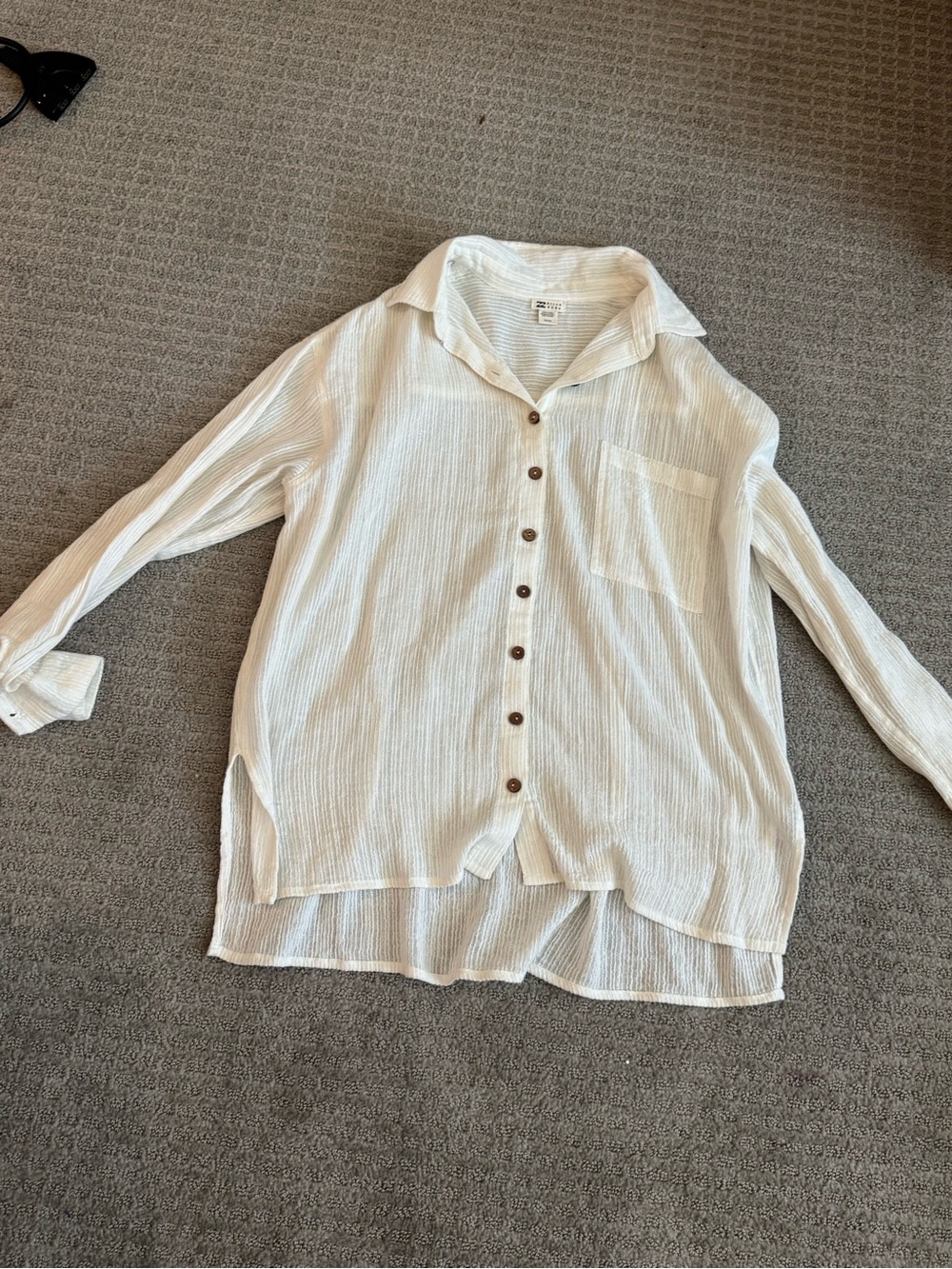 Billabong Lightweight Crinkled White Button-Down Shirt
